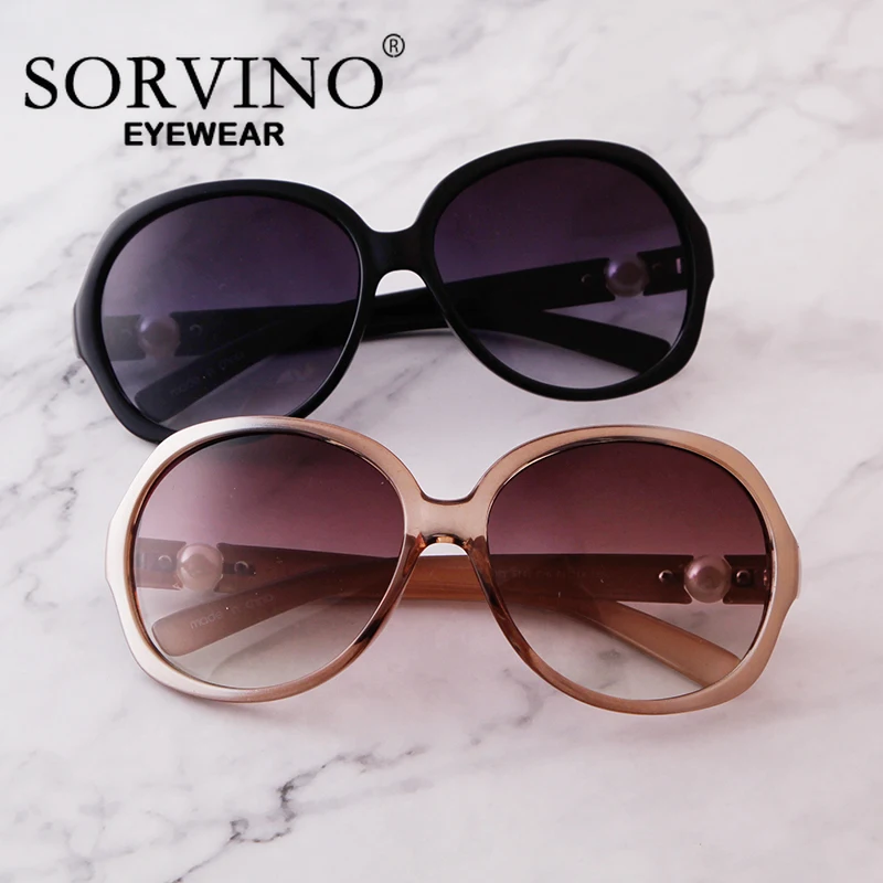 SORVINO New Large Frame Oval Round Sunglasses Women Sunglasses Trendy UV400 Glasses Retro Vintage Shades Gradient Sun Glasses