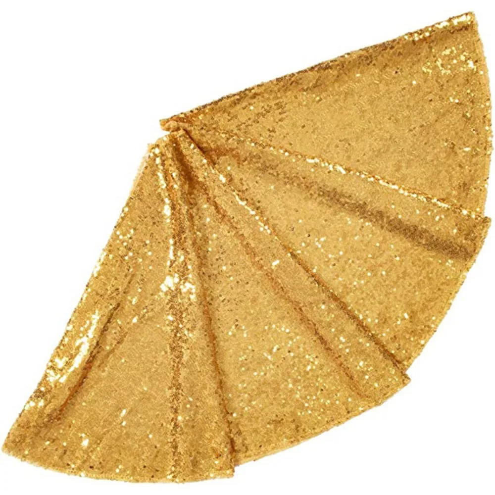 

Glitter Sequins Christmas Tree Skirts 60/90/120cm Large Size Christmas Tree Mat Round Polyester Xmas Tree Foot Cover Birthday