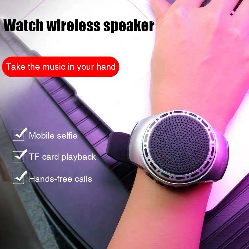 

Портативная беспроводная Bluetooth-колонка в виде наручных часов с FM-радио, USB-зарядкой, для спорта и музыки, с крутой подсветкой, для велосипеда