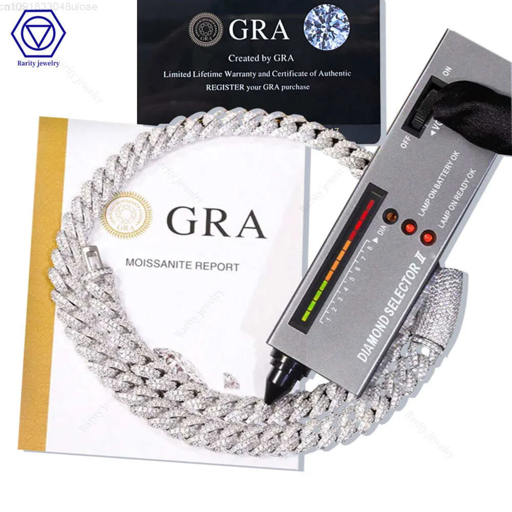 

Rarity 2023 Hip Hop 10mm Chain 925 Sterling Silver White Gold Plated Diamond Vvs Moissanite Chain Men Cuban Link Chain