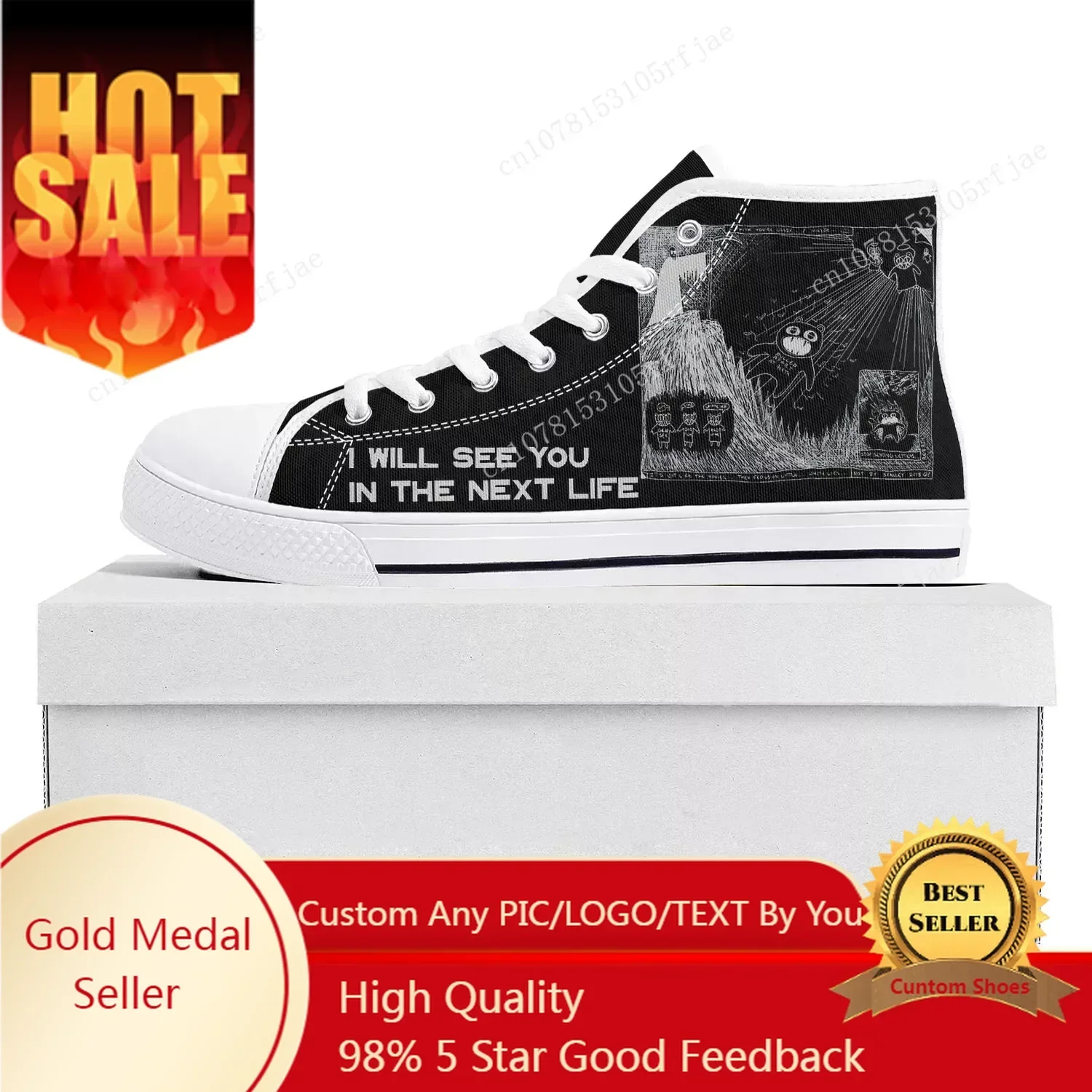 Radiohead Electronic Rock Band High Top High Quality Sneakers Mens Womens Teenager Canvas Sneaker Casual Couple Shoe Custom Shoe