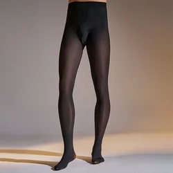 Sexy Men Pantyhose Ultra-thin Sheer Shiny Stockings Tights Transparent Underwear Plus Size Winter Thermal Bottom Wear Gay Pants