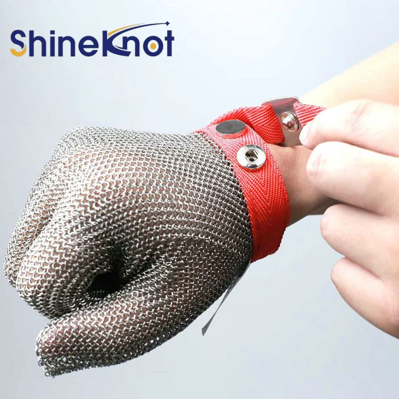 SHINEKNOT Stainless Steel Anti Cutting Gloves Steel Ring Metal Gloves Wear-Resistant Anti Slip Anti Stab Steel Wire Gloves