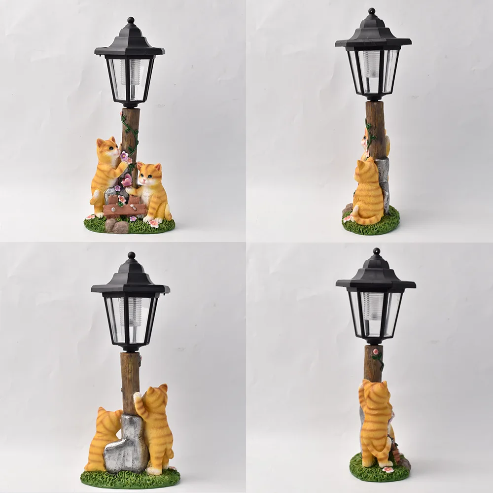 Resin for Solar Cat Statue Outdoor Garden Decor Light for Pathway Lawn Patio Weatherproof Sustainable Illumination 15 9 35.5cm