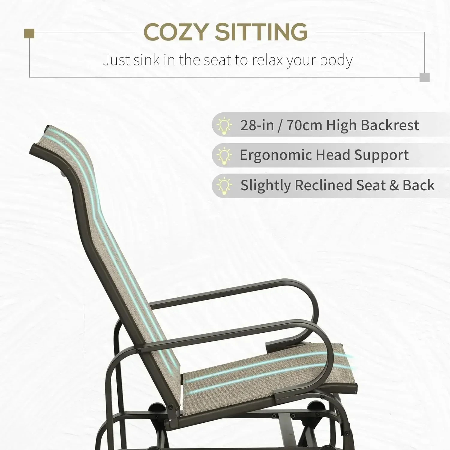 

Time-limitedHot salesOutdoor Glider Chair, Gliders for Outside Patio with Smooth Rocking Mechanism and Lightweight Construction