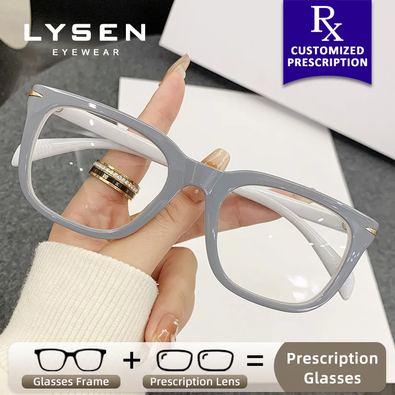 

LYSEN Trendy Rectangle Women Prescription Glasses Anti Blue Light Photochromic Myopia Glasses Anti-Reflective Progressive Lenses