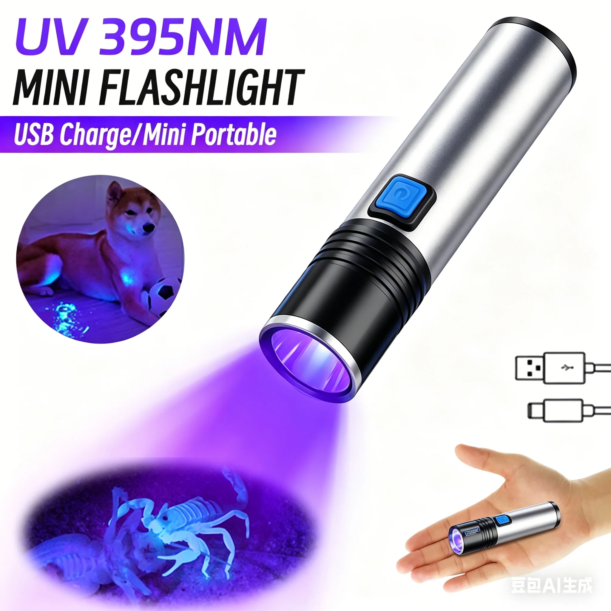 Resin Art Uv Light - Torcia UV Ricaricabile USB con Zoom,