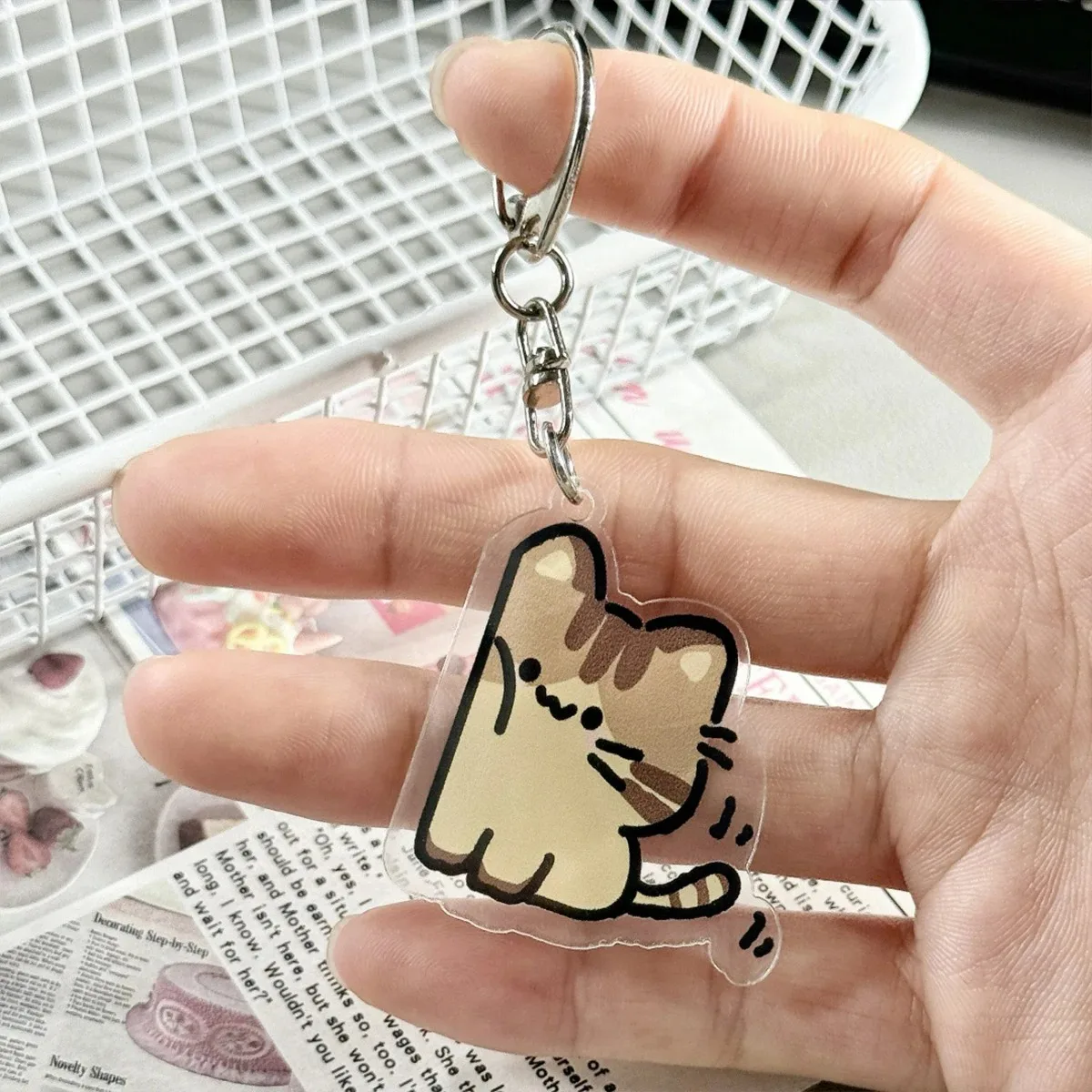 2개 세트 귀여운 고양이 열쇠고리 펜던트, 커플 또는 친구 선물, 백팩 액세서리, 우정 기... - 5