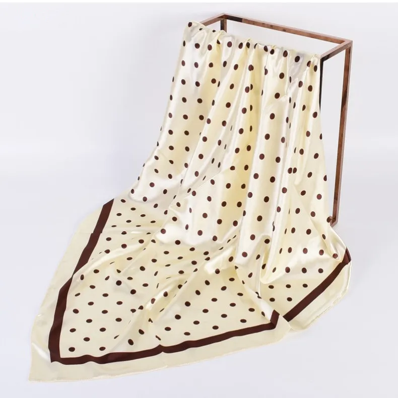 Kopf Schal Frauen Luxus Marke 90 × 90 cm Seide Quadrat Schal Satin Bandana Cheveux Weiche Halstuch Hijab Haar schals Für Damen – Detail 8