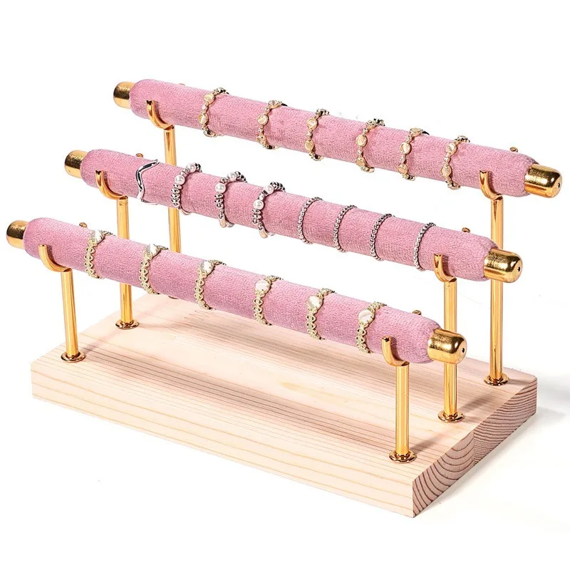 

Solid Wood Ring Display Stand Luxury Rings Jewelry Rack Velvet Rings Stepped Showcase Holder Jewellery Organizer Props Shelf