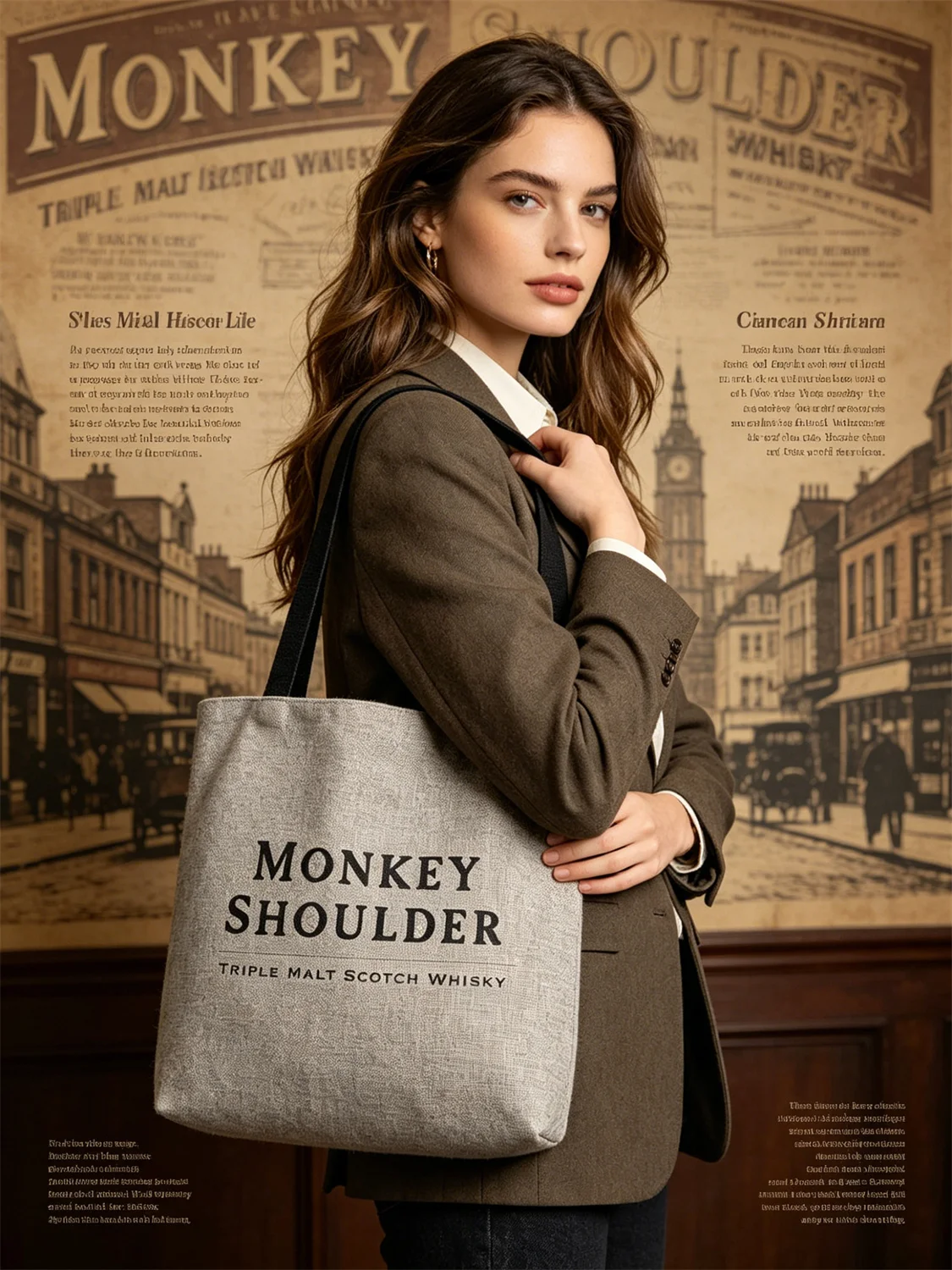 

Monkey Shoulder whisky logo print tote bag a versatile go to piece great for both daily commutes and casual shopping runs