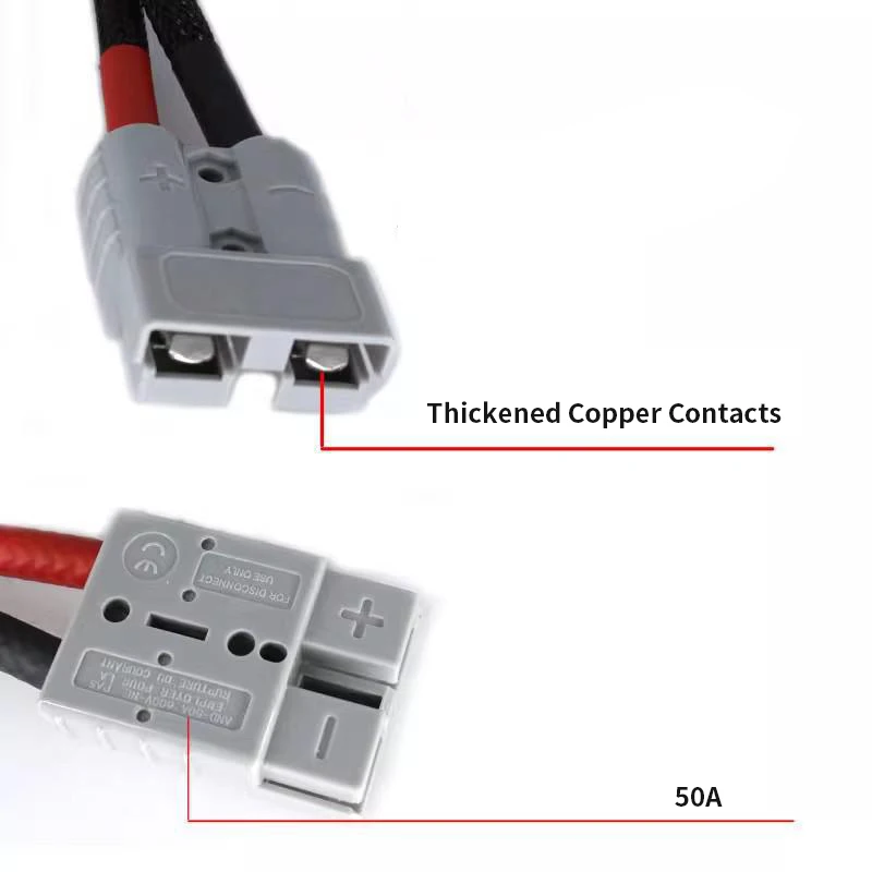 8AWG 50A Plug to 3Pin Adapter Lead for Forklifts Electric Vehicle Lithium Battery External Adapter 50A Gray to 3Pin Plug Cable