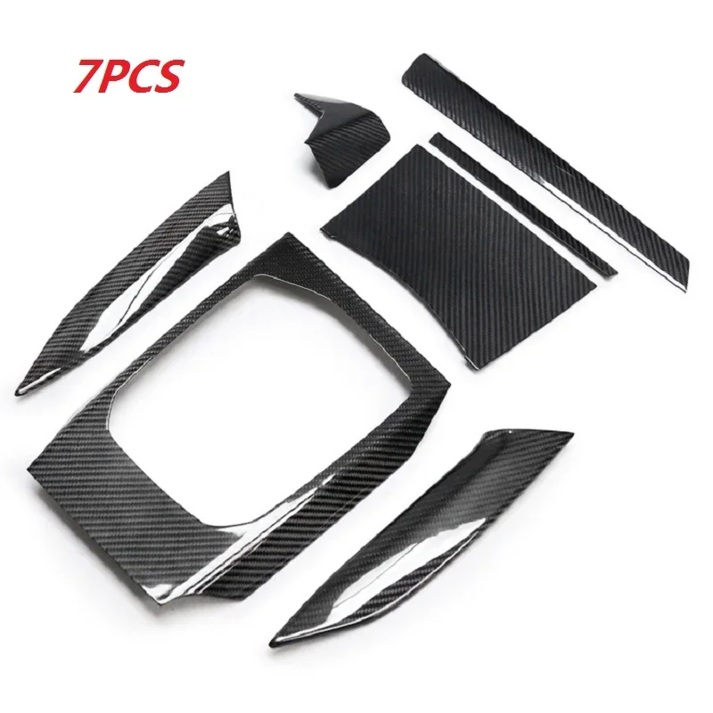 7PCS Real Dry Carbon Fiber Car Inner Center Console Gear Panel Cover Trim Fit For BMW 3 Series G20 G28 2020