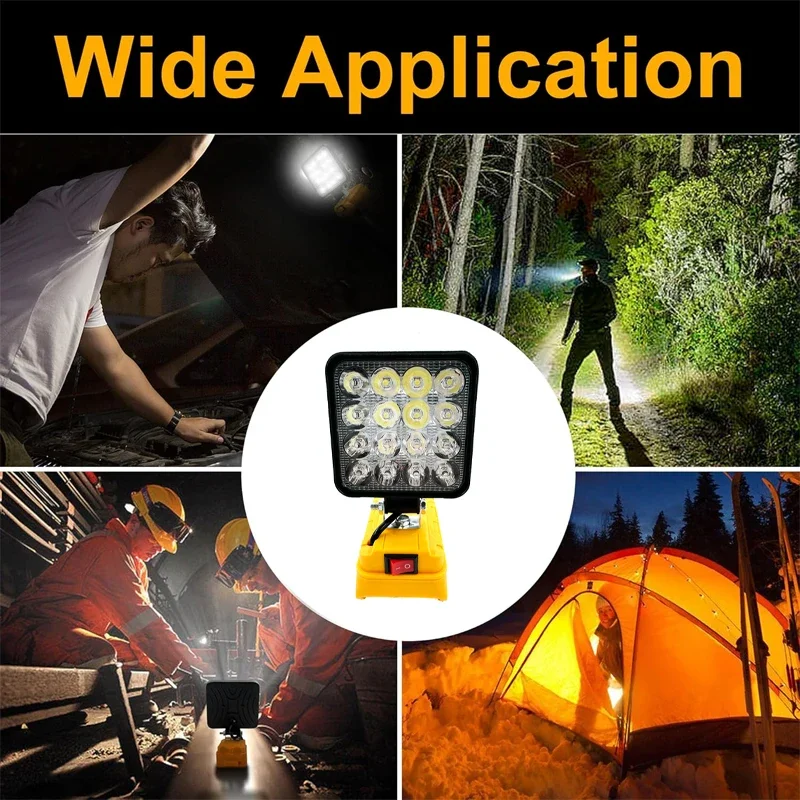 Portable lantern LED Light Spotlights Cordless Outdoor Work Fishing Handheld Emergency Tool Light For Dewalt 18V 20V Battery
