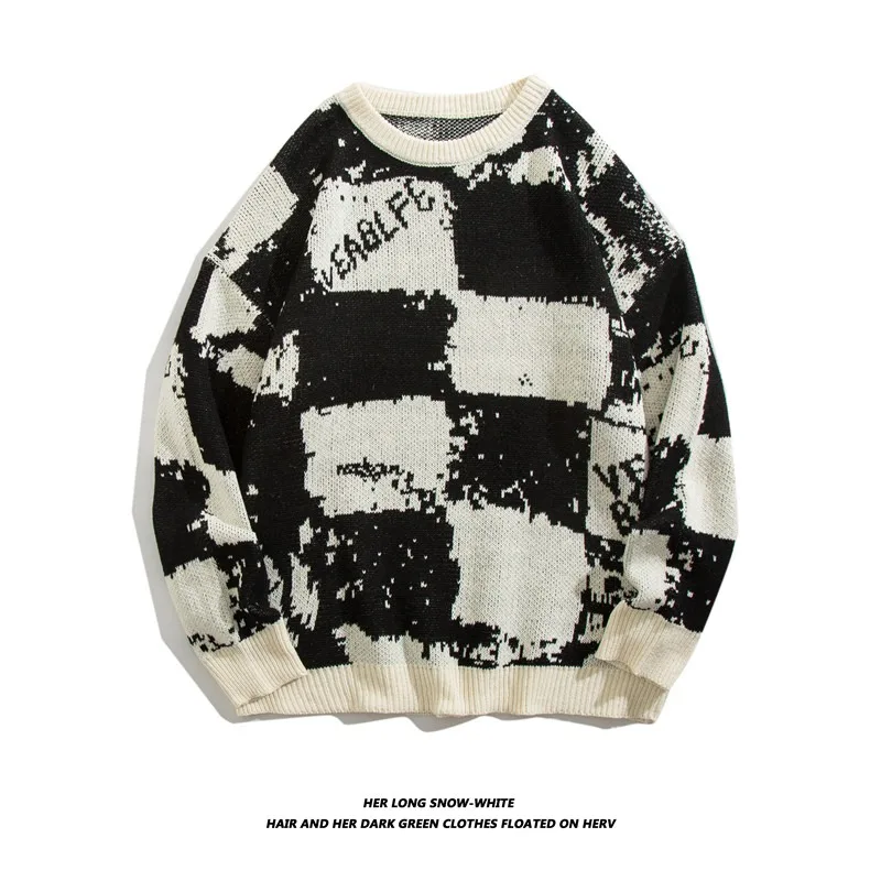 

Laid-ba Sle Thiened Loose Knitted Sweater for Men Trendy Retro Color Blo Design Autumn Winter New Arrival Casual Wear