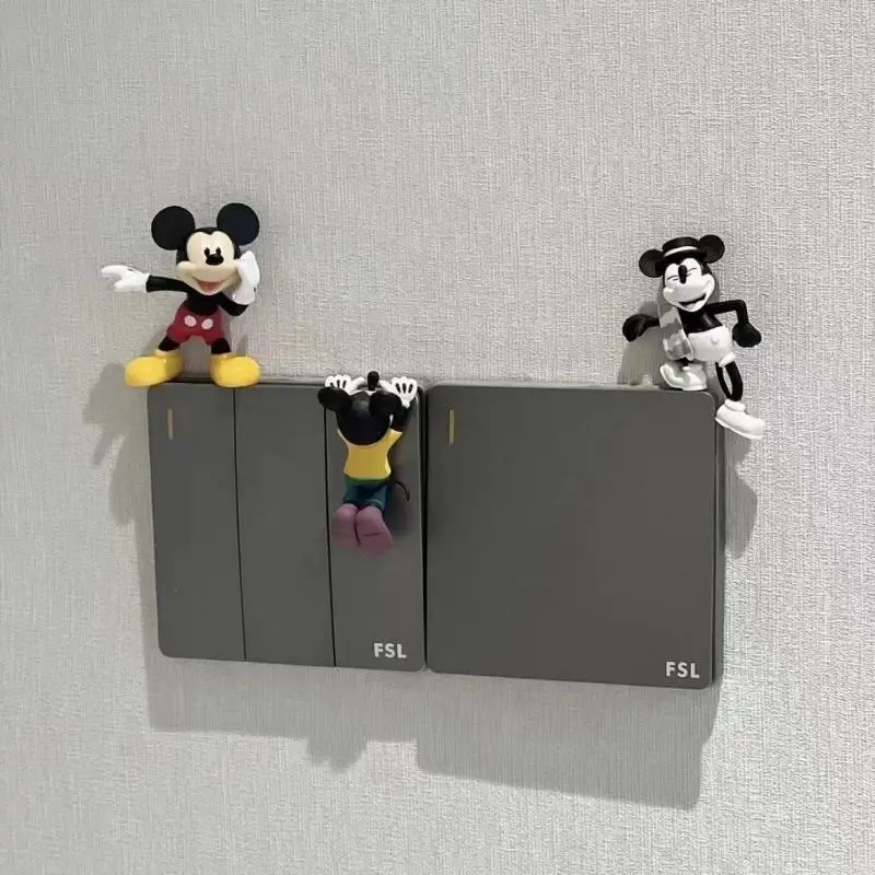 3Pcs Disney Mickey Mouse Wall Sticker Socket Ornament Decoration Cartoon Diy Multifunctional Home Living Room Switch Decoration