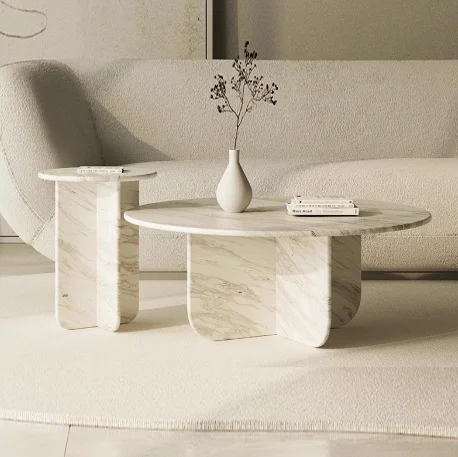 Extendable and Convertible Side Table  Modern White Marble Console Table for Home Office As a Designer Coffee Table