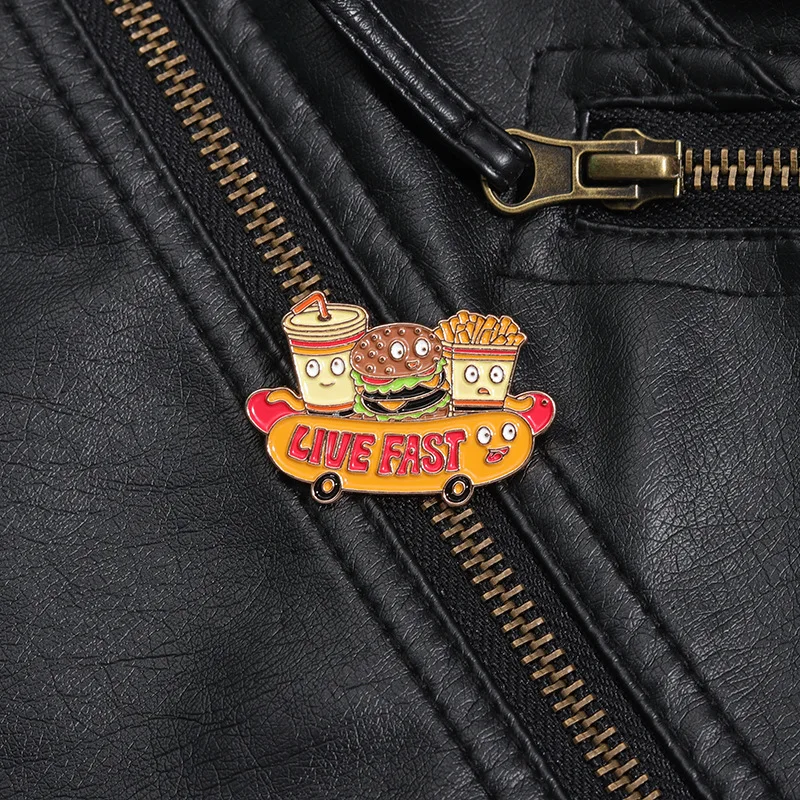 Nueva serie de alimentos broche hot dog hamburguesa patatas fritas cola versátil broche aleación metal broche al por mayor