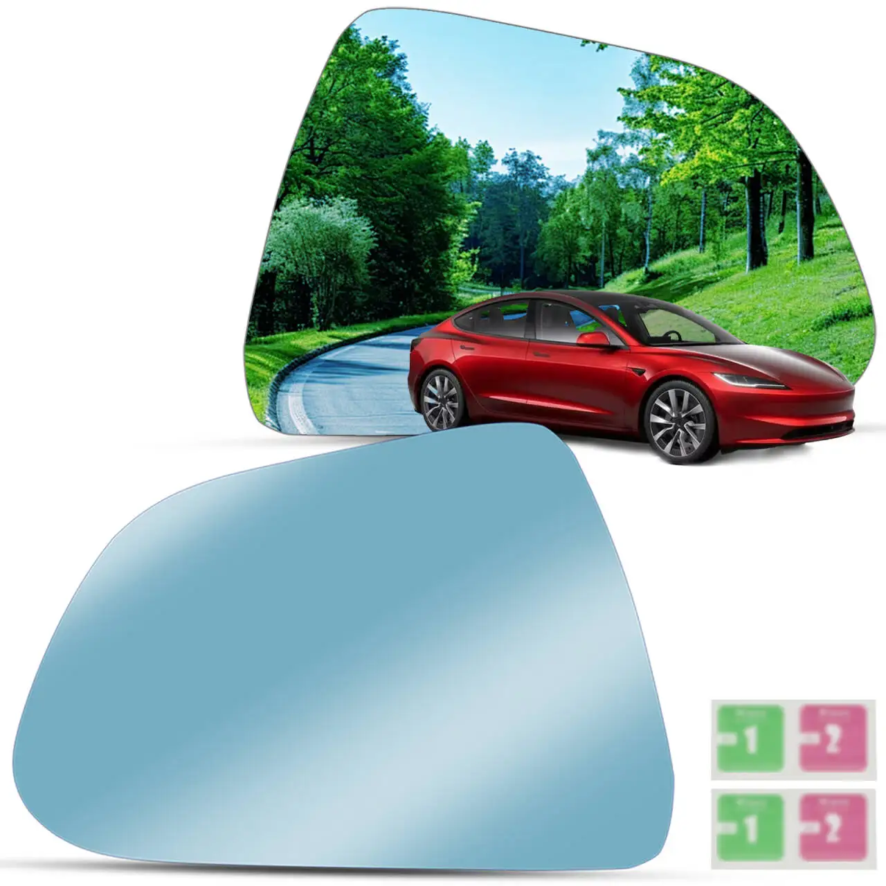 

Left&Right Side Wing Mirror Glass Blue Rear View Anti-glare Convex Wide Angle Waterproof Heated For Tesla Model 3 2017-2026