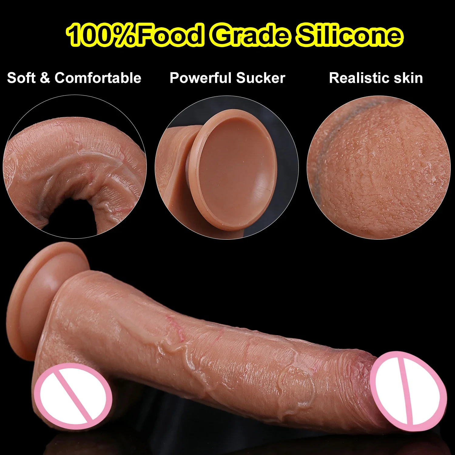 Soft Realistic Veins Strap on Dildo 3 Skin Colors Silicone Penis Masturbator Double Cock Man Women Anal Sex Toy Suction Cup Dick