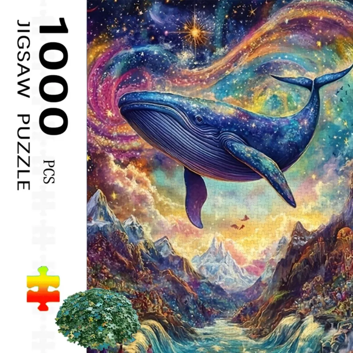 

1000 шт. головоломка «Звездная ночь Кит Океан» - сложная крупномасштабная головоломка со сцены морской жизни, головоломка «Ночное море»