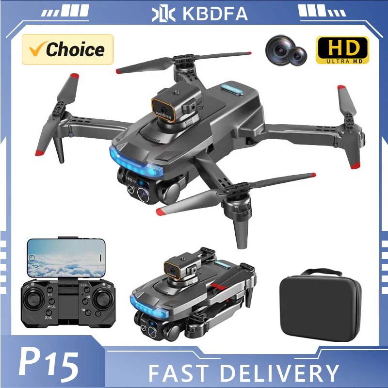 KBDFA New P15 Professional Dual Camera Drone GPS WIFI 5G 540 ° Intelligent Obstacle Avoidance RC Helicopter Endurance Toys Gift