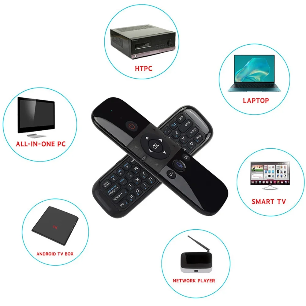 Wireless Air Voice Mouse 2 in 1 2.4G Bluetooth Mini Keyboard Rechargeable Remote Control IR Learning for Smart TV Android TV Box