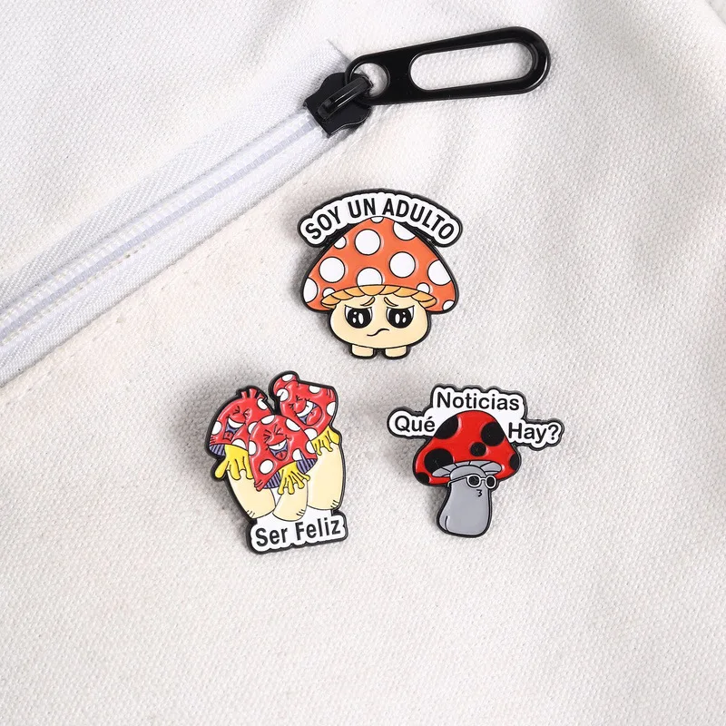 Badges Metal Creative Mushroom Man Brooch Unique Badge Niche Fashion Accessories Brooches for Women's Clothing Brooch on Clothes