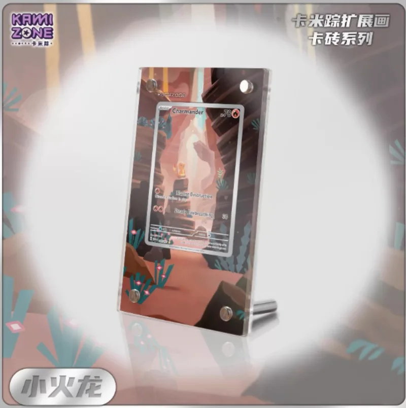 Original Pokemon Display Stand Fire Dinosaur Fire Breathing Dragon Acrylic Card Brick Photo Frame Ptcg Gift Toy Not Include Card