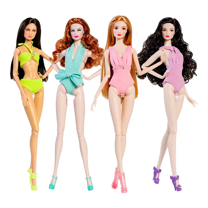 32cm Supermodel Doll With Clothes With Doll Holder Suit Fashion Swim suit Candy Color Princess Dress DIY Toys Collector Gift Box