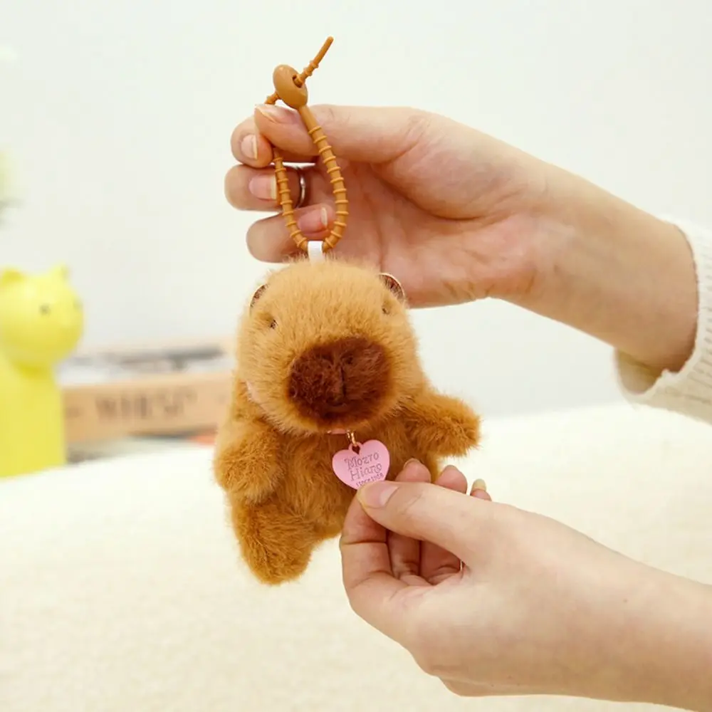 Niedlicher Plüsch-Capybara-Schlüsselanhänger, Cartoon-weiche, flauschige Tierpuppe, Kuscheltiere, Taschenanhänger, Kinderspielzeug