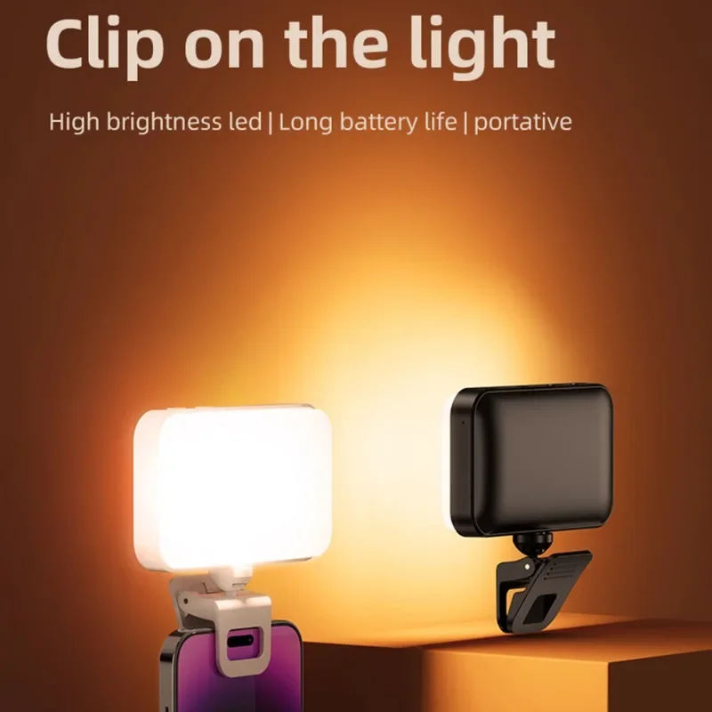 Portable Cell Phone Selfie Light USB Cable Rechargeable Clip Video Light 3 Light Modes Adjustable Lamp for Phone Tablet Laptop