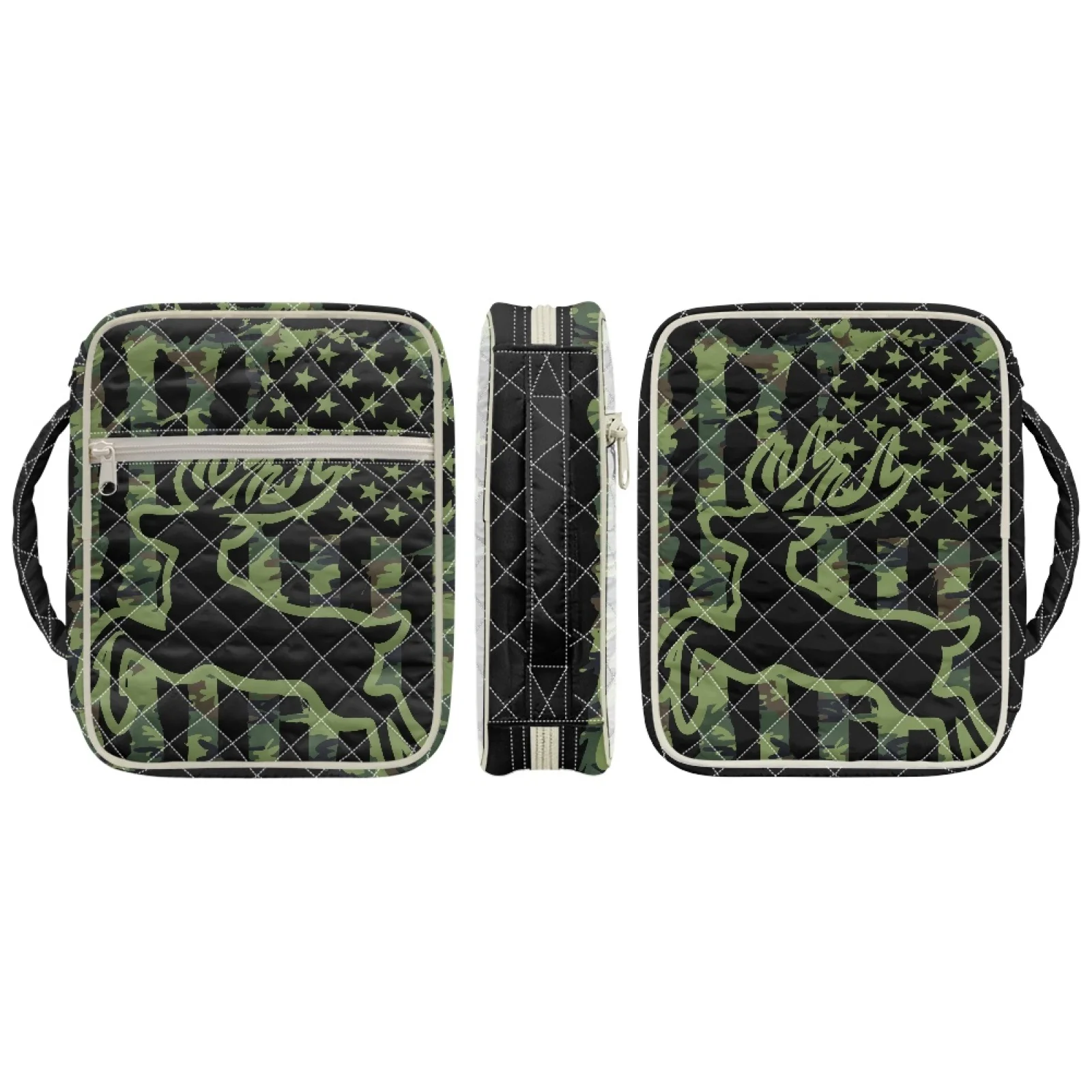 Coloranimal Camouflage US Flag 2026 Collection Lightweight Bible Cover Case for Women Polyester Fabric Bibles Study Bag