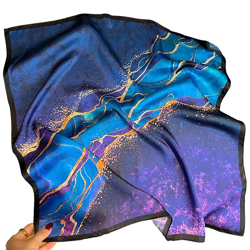 100% Pure Silk Square Scarf Women Hairband Office Lady Neck Scarves Print Luxury Neckerchief Bandana Spring Foulard Female Shawl