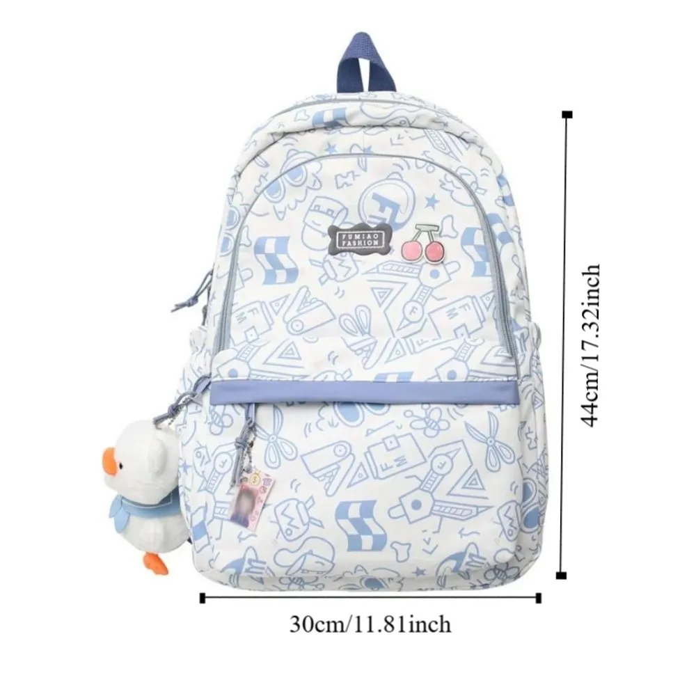 Large Capacity Fashion Students Backpack Graffiti Doodle School Bag Leisure Casual Shoulder Bag Textbook