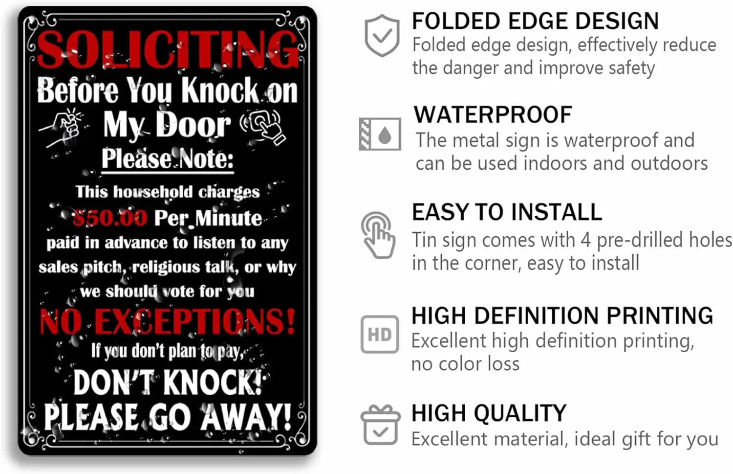 Solicitors Before You Knock On My Door Please Note Tin Sign Knock At Your Own Risk Metal Signs Don‘t Knock Sign Funny No