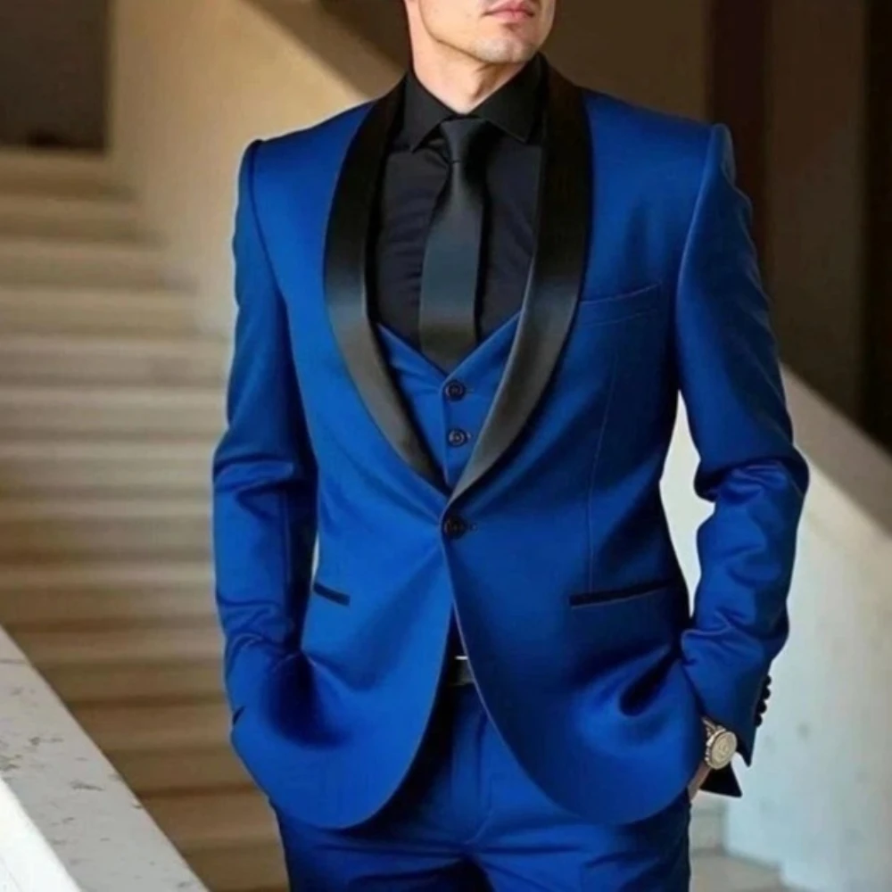 

Formal Wedding Men's Suit Party Prom 3Pcs Royal Blue Wedding Groom Tuxedo Jacket