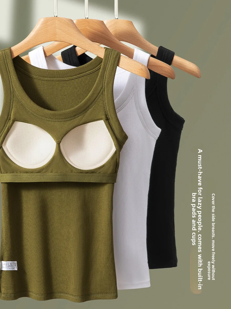 

Женская хлопковая майка-топ со встроенным бюстгальтером, из чистого хлопка, без бретелек, для ношения под одеждой, модная, весна-осень-зима