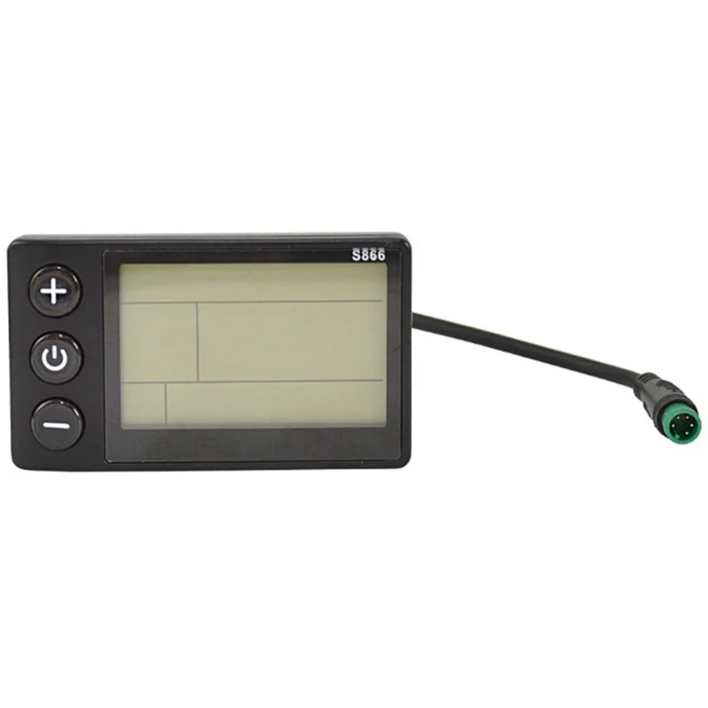 S866 Electric Bike LCD Display E-Bike Electric Scooter Display Meter Control Panel with Waterproof Plug