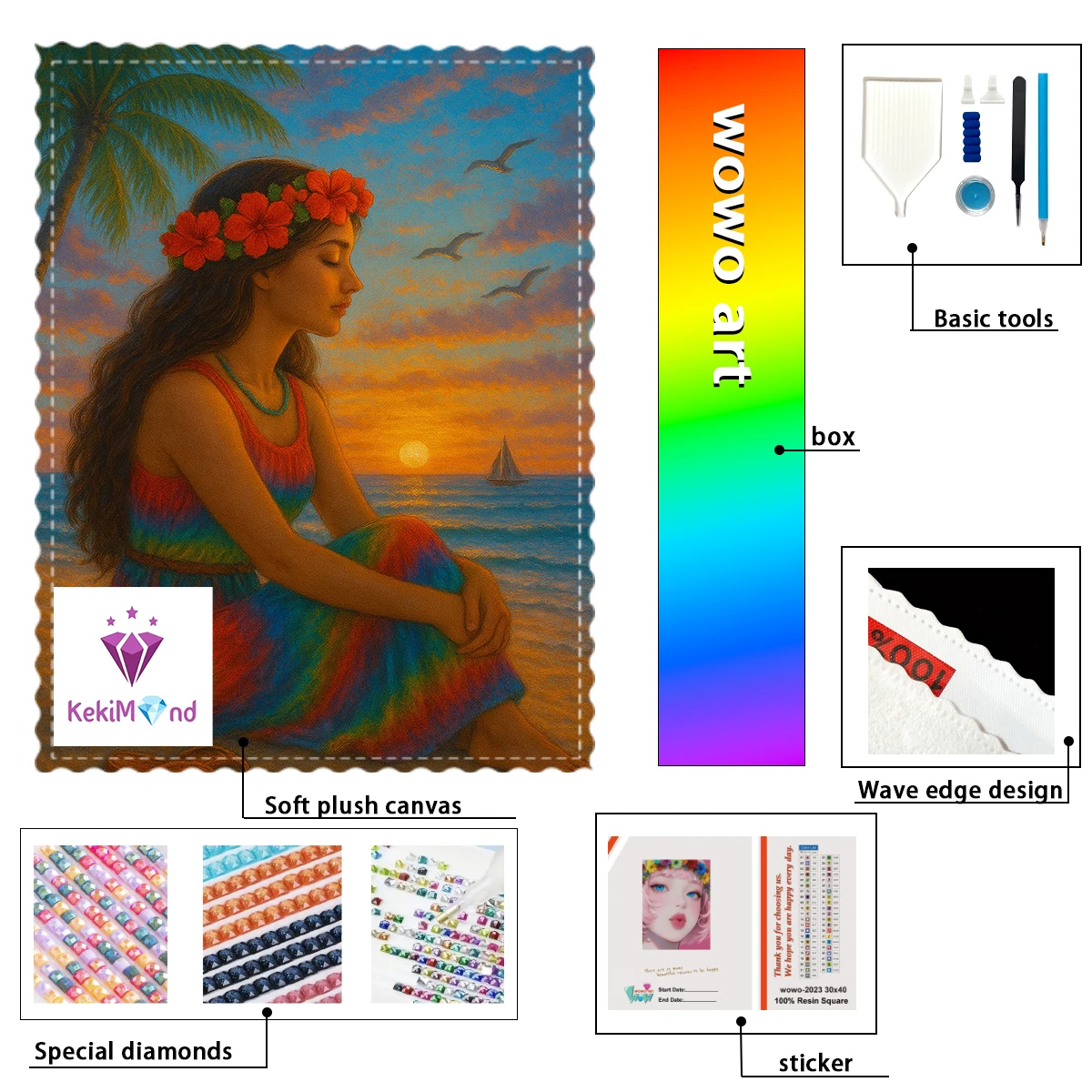 

【kekim_ Diamond Art】The girl on the beach 100% resin FD+ab+CR Diamond Stamping Kit Perfect Masterpiece worth Buying