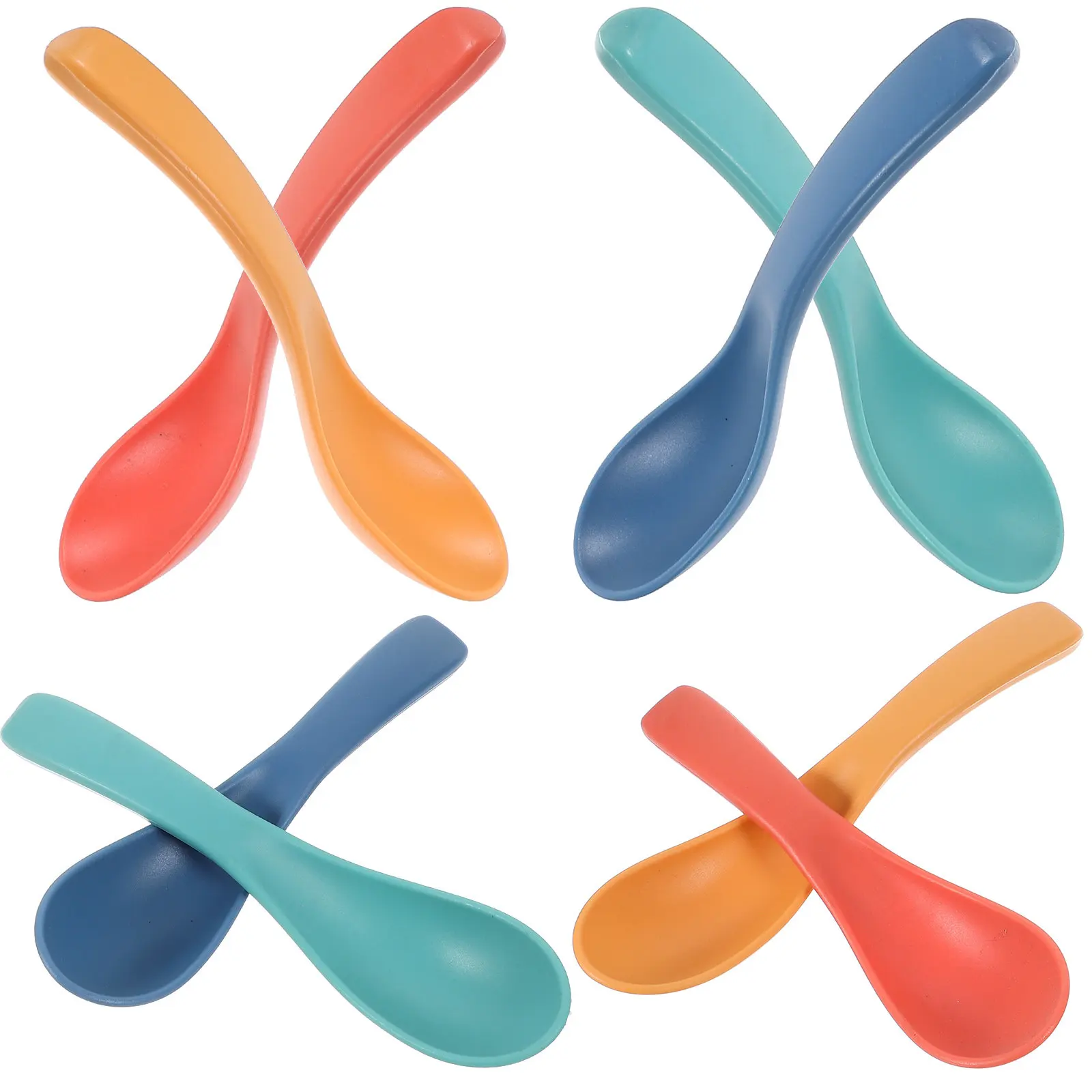 8Pcs Small Portable Wheat Straw Soup Spoons Multi-Purpose Dinner Eating Cereal Spoon for Baby Food Dessert Small Spoons