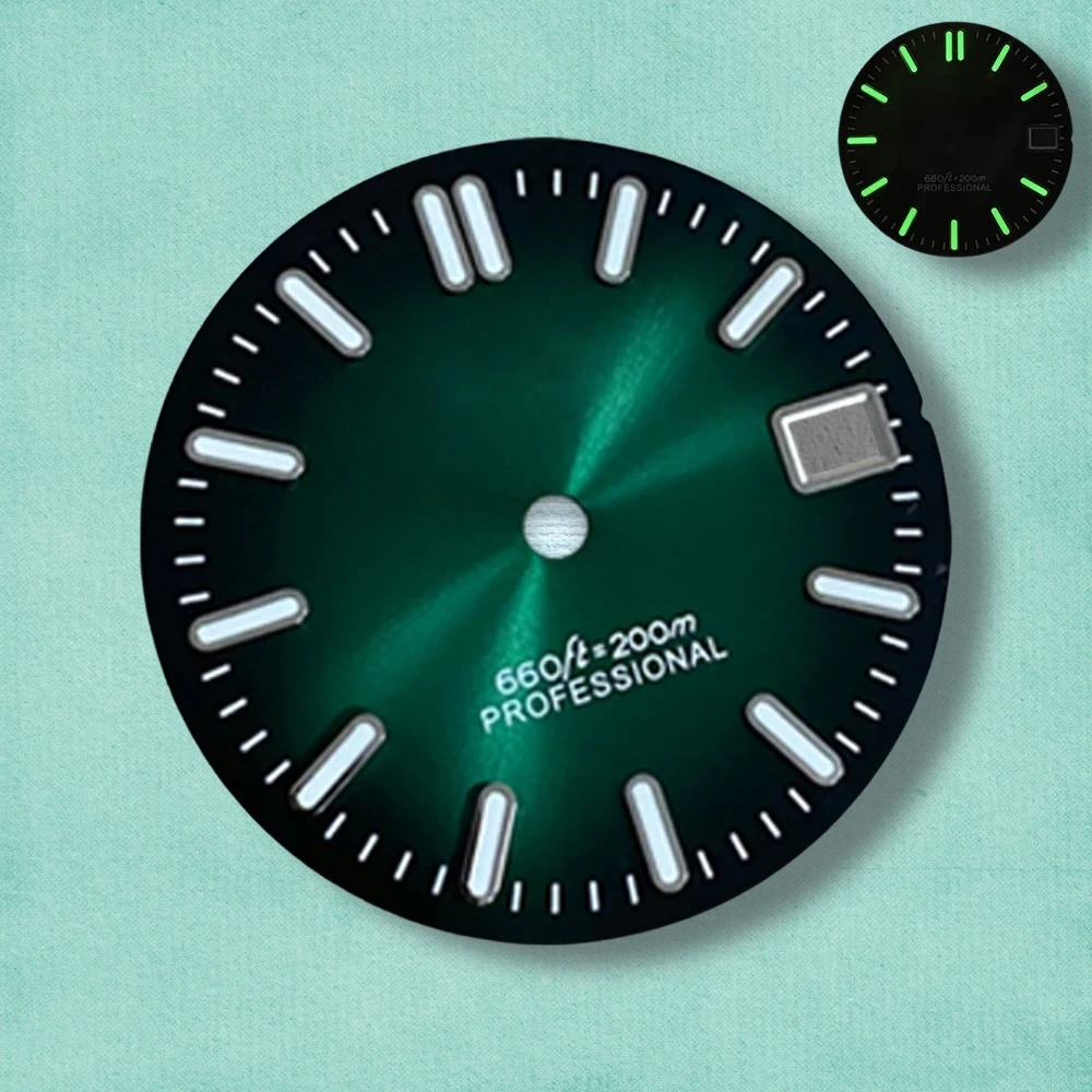 28.5 مللي متر جودة عالية S شعار NH35 التدرج أشعة الشمس الهاتفي صالح NH35/NH36 حركة الأخضر مضيئة NH35 اكسسوارات