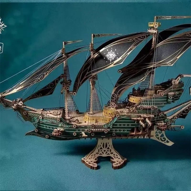 Rompecabezas 3D, Kits de barco pirata de madera, juguete de montaje Steampunk DIY, Kits de construcción de modelos para niños y adultos