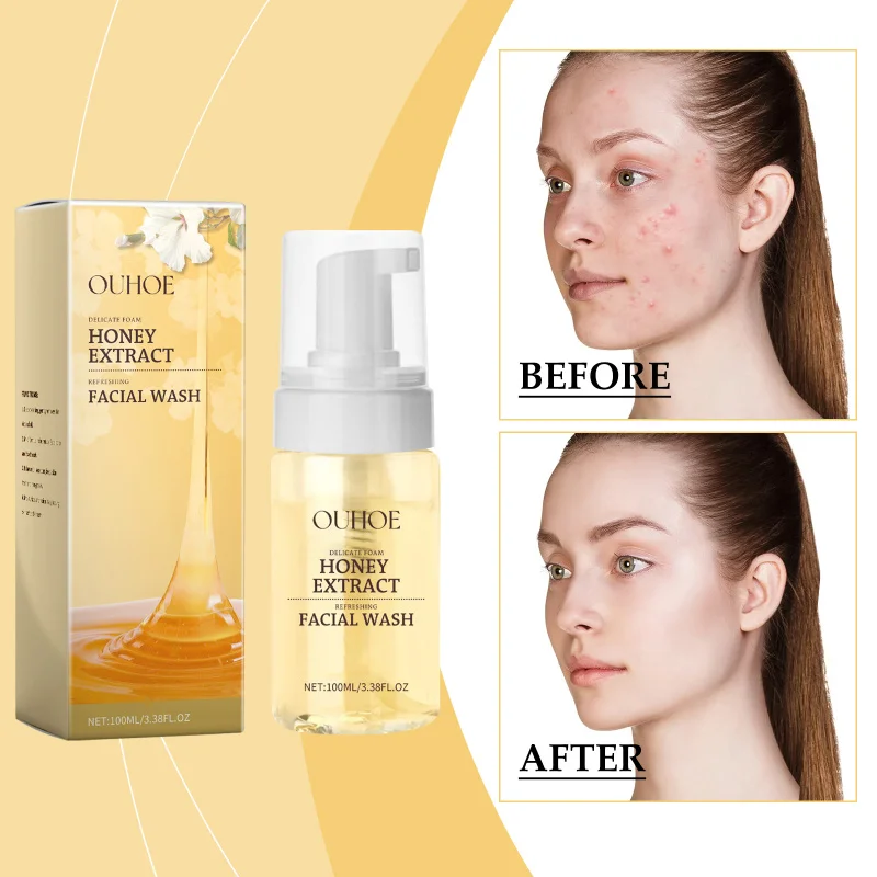 

Gentle Honey Foam Face Wash Gentle Cleansing Skin Hydrating Fresh Oil Control Foaming Facial Cleanser Daily Skincare