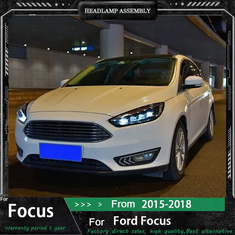 

Автомобильные светодиодные фары в сборе для Ford Focus 2015-2018, фары Plug and Play со светодиодными DRL, динамический поворотный проектор, головные фонари
