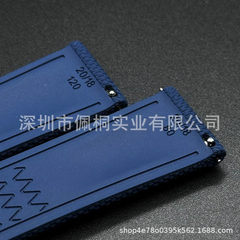 สายนาฬิกา FKM คุณภาพสูง กันน้ำ สำหรับนาฬิกา Seiko Longines Omega IWC Tissot สายนาฬิกาแบบสปอร์ตถักลายริบ ทำจากยางฟลูออโร รุ่นใหม่