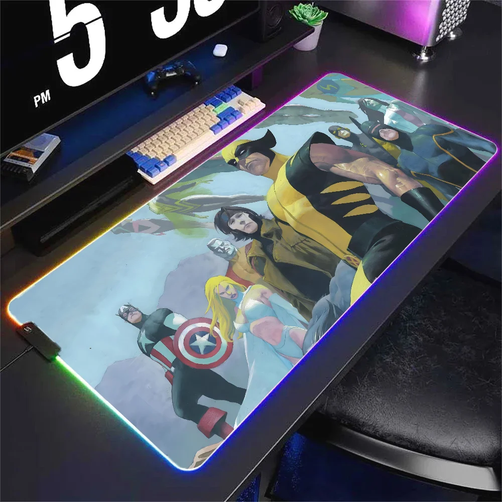 Movie Star Wolverine Mousepad XXL RGB Gaming Mouse pad HD Black Gamer accessori Large LED
