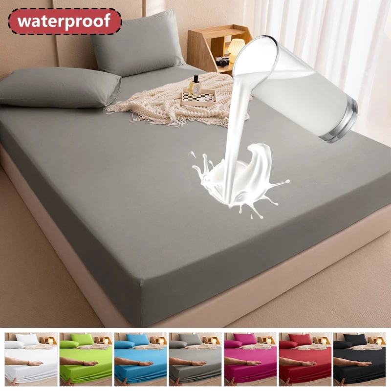 100% Waterproof Mattress Covers Protector Adjustable Non-slip Bed Fitted Sheet With Elastic Bands for Queen King 180x200 bedroom