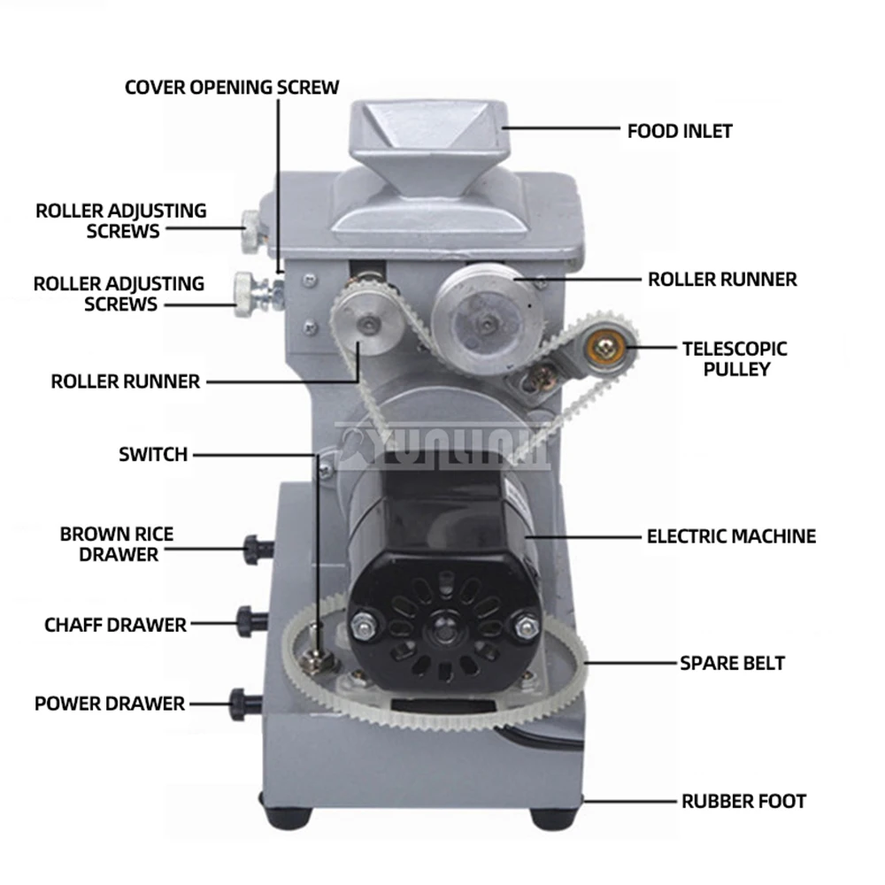 

Electric Grain Wheat Peeler Machine Paddy Rice Hulling Brown Rice Making Device for Kitchen Use