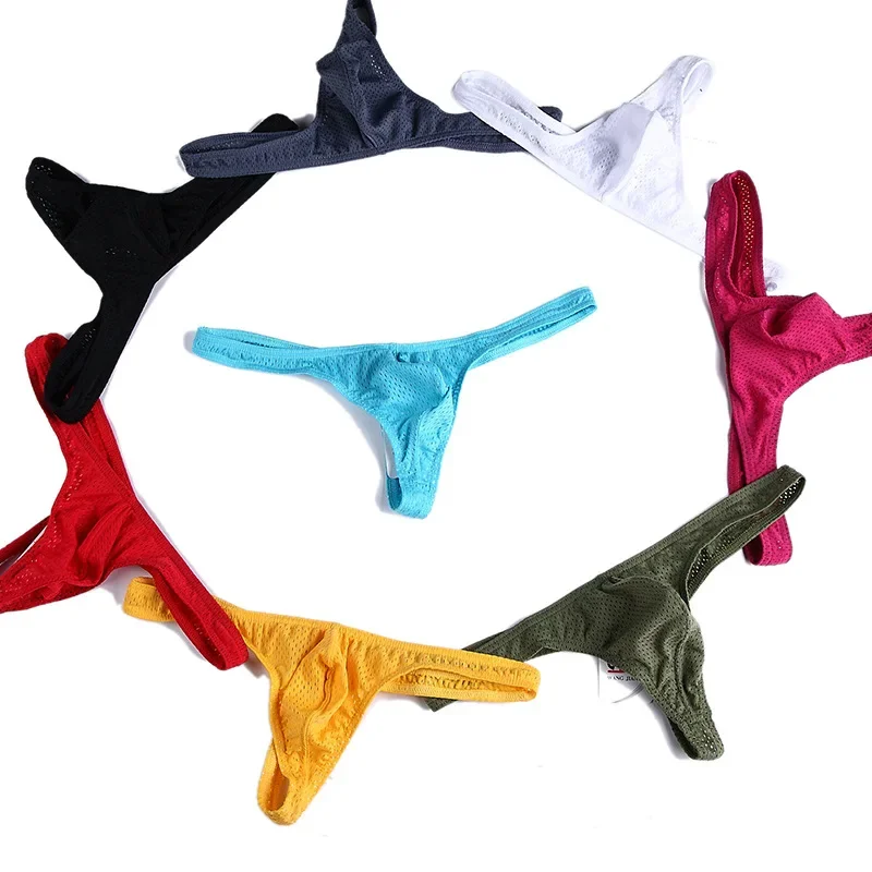 Soft G-string Men Sexy Penis Pouch T-back Thongs Underwear Low Rise Bikini Trunks Male Sport Breathable Panties Briefs Underpant